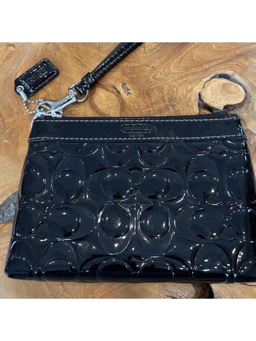 Coach Black Patent Leather Wristlet